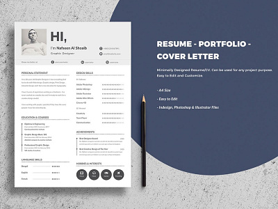 Free Minimal Resume Template with Cover Letter and Portfolio cv cv template free resume template freebie freebies jobs resume resume design