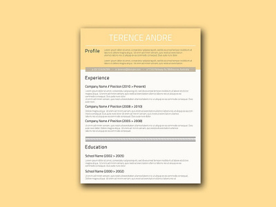 Free Buff Yellow Resume Template with Creative Design