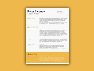 Free Creative Resume Template with Yellow Color Style cv free cv free cv template free resume free resume template freebie freebies resume