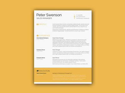 Free Creative Resume Template with Yellow Color Style