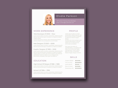 Free Minimalist Resume Template with Purple Style Color cv cv resume cv template free cv template free resume template freebie freebies resume resume template