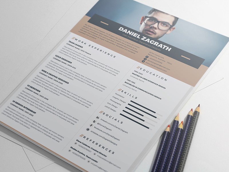 Free Elegant Resume Template with Clean Design by Amir Mahmud on Dribbble