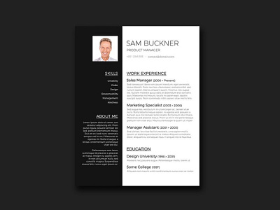 Free Elegant Black and White Resume in Word Format cv cv resume free cv free resume free resume template freebie freebies jobs minimalist resume