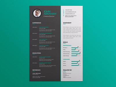 Free Vector Green Resume Template for Job Seeker