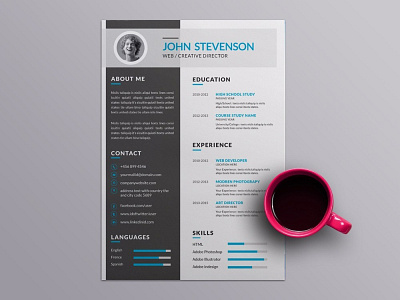 Free Vector Resume Template with Elegant Design cv cv resume free cv free resume free resume template freebie freebies jobs minimalist resume