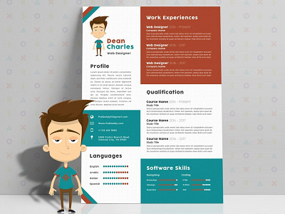 Free Creative Resume Template with Cartoon Style cv cv resume free cv free resume free resume template freebie freebies jobs minimalist resume