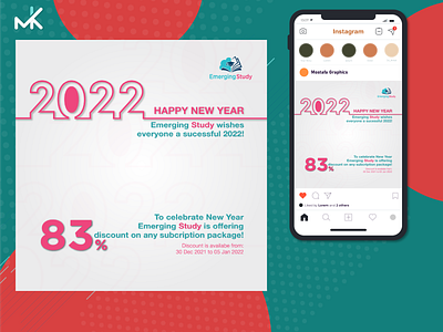 New Year Sale banner for instagram 2022 adobe banner branding design discount facebook graphic design illustration logo new year post sale social media