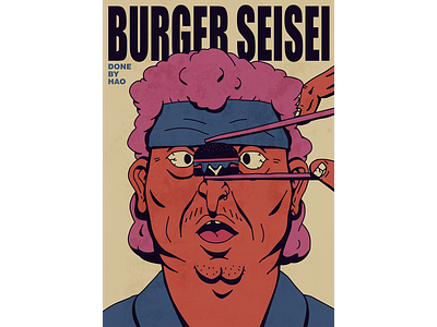 Burger Sensei! artwork cartoon cartoon character cartoon illustration color design flat food illustration illustrator poster poster art poster design vector