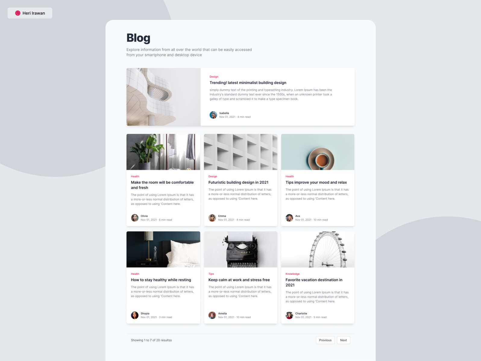 Blog Page Design by Heri irawan on Dribbble