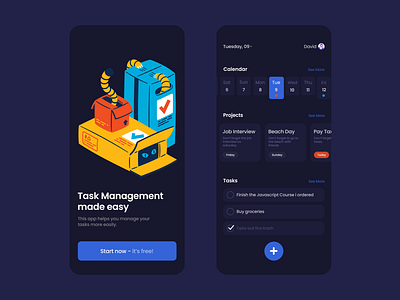 Task/Project Manager App Design app creativity design illustration minimal ui uiux ux