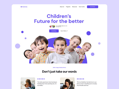 KidsEdu - Online Learning Program for Kids creative design education landing page minimal ui uiux ux web design website website design