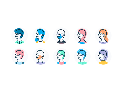 Profile Avatars avatars characters diversity icons iconset illustration inclusion product