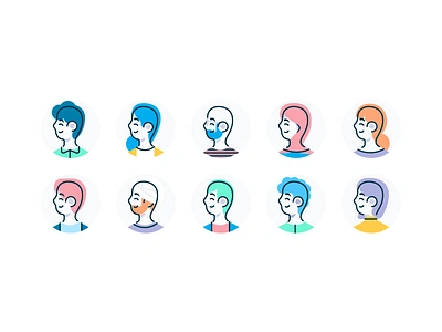 Profile Avatars avatars characters diversity icons iconset illustration inclusion product