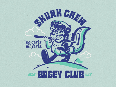 Skunk Crew Bogey Club™️ club farts golf golf club illustrations madison mascot putt skunk wisconsin