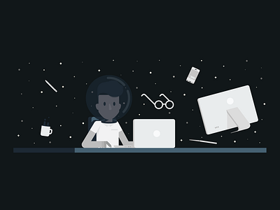 Workspace ✨ astronaut avatar coffee design essentials float glasses hover illustration pencil space