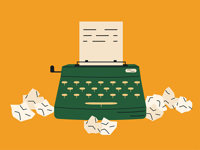 Typewriter copywriter creativity flat illustration vector workplace writer