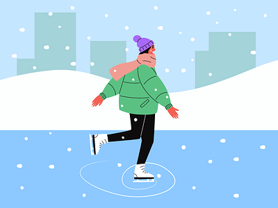 Girl skating flat girl ice skating illustration illustrator snow sport vector winter woman