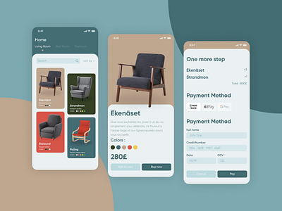 Chairs App #DailyUI adobexd app chairs chairs store daily 100 challenge dailyui design ecommerce flat minimal mobile app design mobile ui payment scandinavian scandinavian style ui ux web