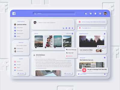 Facebook dashboard redesign | Viviana