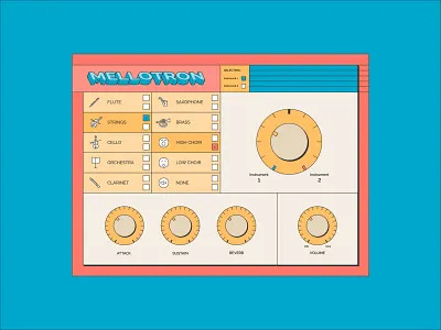 Virtual instrument (Mellotron) audio audio control branding flat style mellotron ui ui design uidesign vst plugin