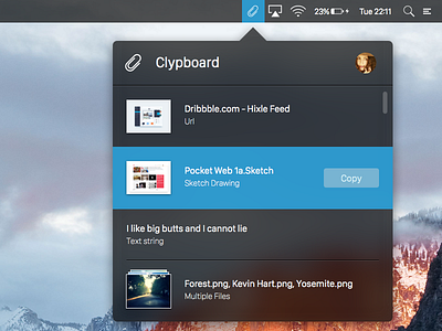 Clypboard Redesign OS X Dark app clip clipboard osx toolbar ui ux