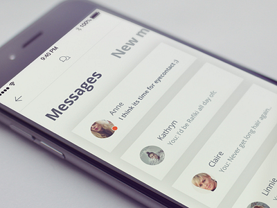 Messages chat concept conversation dating diffuse ios iphone list messages social ui ux