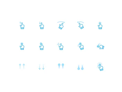 Creative day - Gesture Icons double drag gestures hold icon iconography push set swipe tap