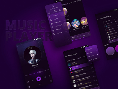 Android Music Player App. The Dark Theme. android app app dark app material design mobile app music music player player purple ui ui design