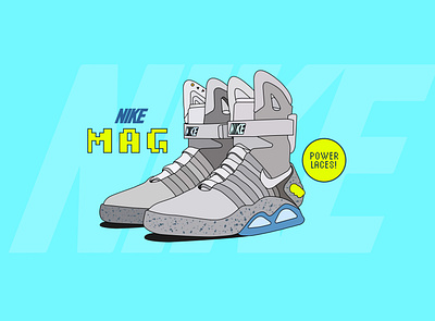 NIKE MAG ad art back to the future basketball branding future graphic design hollywood movie nike nike mag nike shoes power power laces prop shoes sports vector