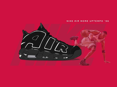 NIKE AIR MORE UPTEMPO '96 basketball basketball shoes chicago bulls graphic design illustration nba nike nike basketball scottie pippen shoes vector