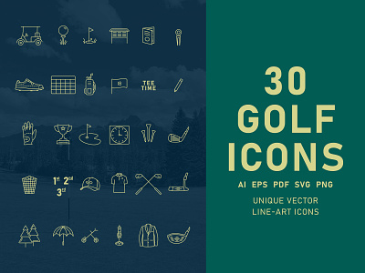 30 Golf Icons branding design golf golfing graphic design iconography icons illustration ui
