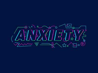 ANXIETY anxiety brain color emotion feeling geometric human mental health shapes
