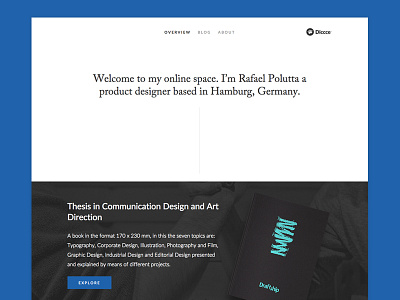 Diccce 2.0 — Overview about blog landingpage overview portfolio website work