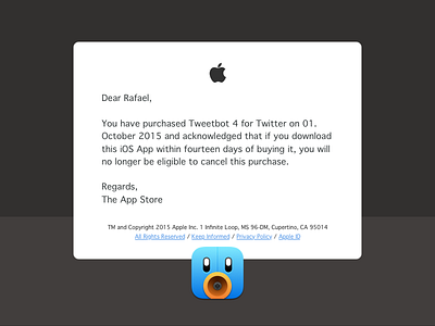 Email Receipt – Daily UI #017 017 app store apple dailyui email receipt tweetbot twitter