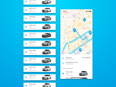 Parkspot Panel & Vehicle Types app car2go design mercedes panel parkspot smart system types ui ux vehicle