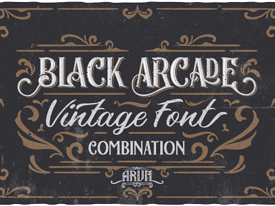 Black Arcade Vintage Font Pack abc alphabet decoration design font graphic label lettering old retro set sign style symbol text type typeface typography vector vintage