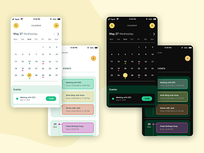 Calendar concept app calendar calendar design dark theme design inspiration light theme ui