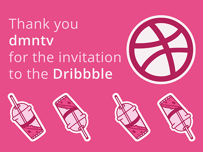 Thank you for the invite! 2d adobeillustator ball cocktail design dribbble dribbleinvite flat illustration thank thankyou vector