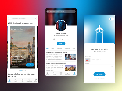 «AviTravel» app design