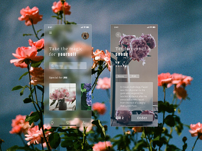 Order flowers app design flowers app glassmorphism mobile mobile ui ui