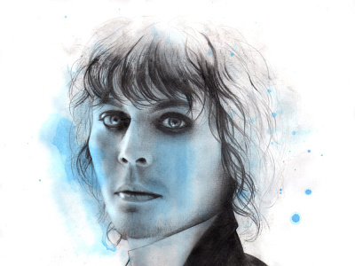 Ville Valo graphite drawing hand drawn illustration pencil drawing pencil illustration watercolour
