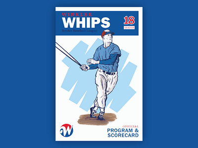 Winkler Whips - Program Cover baseball illustration procreate program scorecard vintage