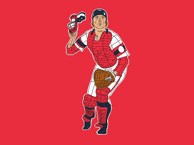 Carlton Fisk backcatcher baseball boston carlton fisk catcher illustration mlb red sox sports