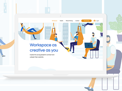 Co-working Space Landing Page | UI/UX co working design landing page web design website website design