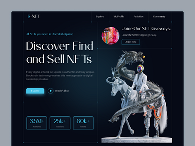 NFT Marketplace Hero Section Design 3d dark website design landing page nft nft landinga page nftwebsite shakilworlds ui ux website design