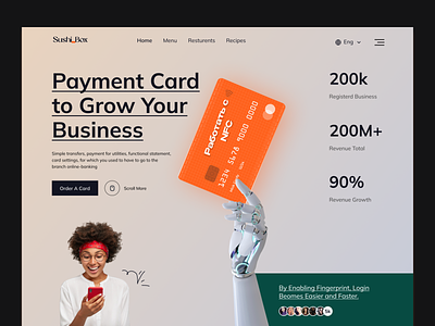 Payment Card Fintech Landing Page app design banking debit card design e finance fintech landing page design mobile app payment technology ui ux website design