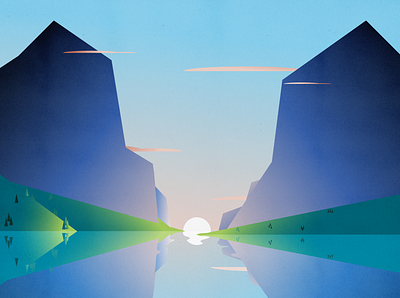 Jolly Rancher Lake bob ross design flat illustration landscape vector vivid