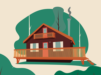 Creaky Cottage cabin cottage design flat forest illustration illustrator landscape nature trees vector