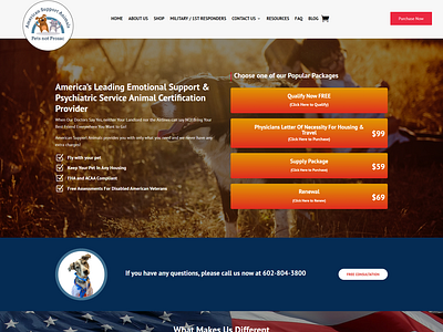 American Support Animal eCommerce Website