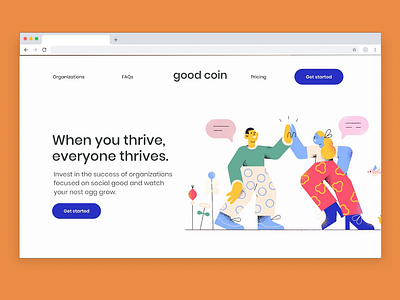 Good coin website animation design finance investing landing page minimal ui website